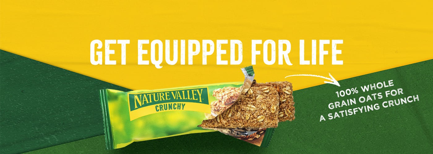 Nature Valley get equipped for life Banner showing the nature valley crispy bar